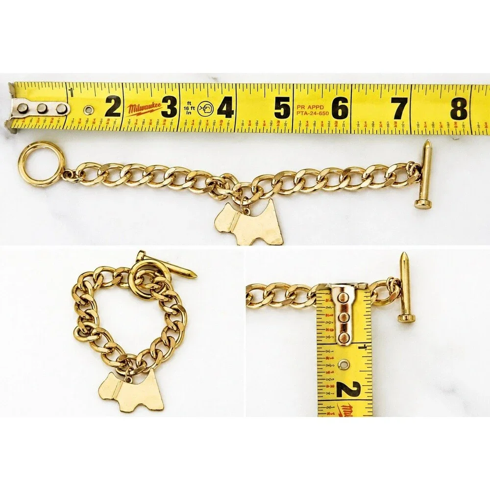 Scottie Dog Chunky Charm Bracelet Gold-tone Scottish Terrier